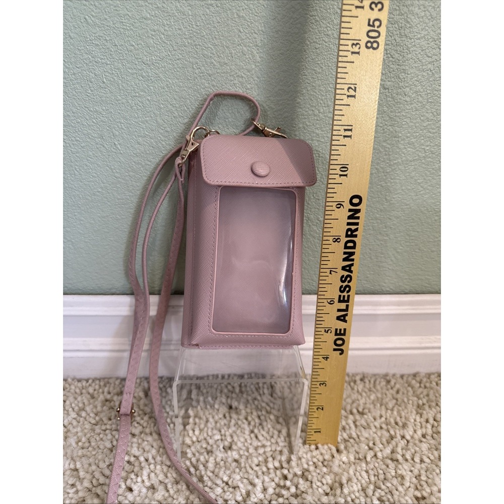 Pink Touchscreen Phone Purse Crossbody Shoulder Strap Clear Window for Women
